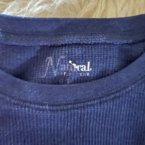 Basic Dark Blue Thermal Crew Long Sleeve Top - Picture 3 of 3